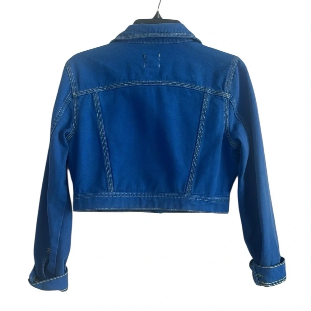 BDG Bright Blue Cropped Jean Jacket Size Small - Picture 6 of 12